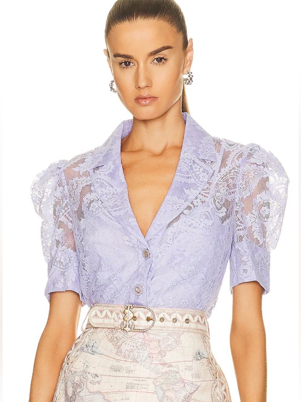 Zimmermann High Tide Lace Button Up Top Periwinkle AU 3 US 8 NWT